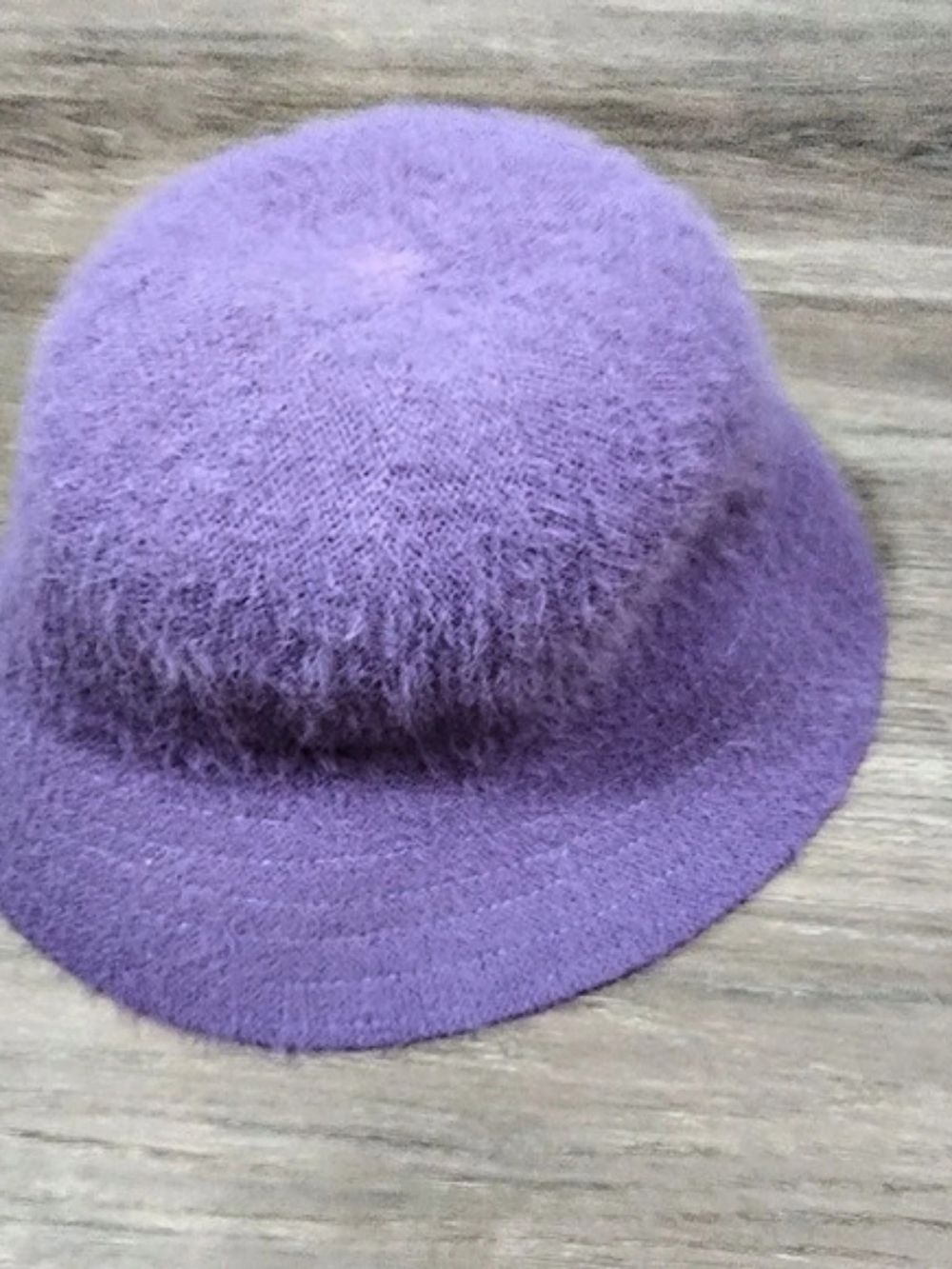 A New Day Purple Fuzzy Knit Bucket Hat Lavender Faux Fur Winter Cap OS